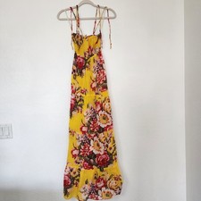 Floral Yellow Ocean Breeze Dress Size S Cotton