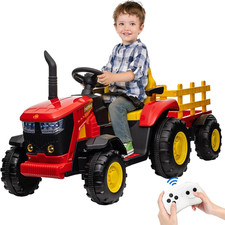 Toy 12V Kids Ride-On Tractor Remote Dual 35W Motors 3-Speed Safety Belt 7 LED