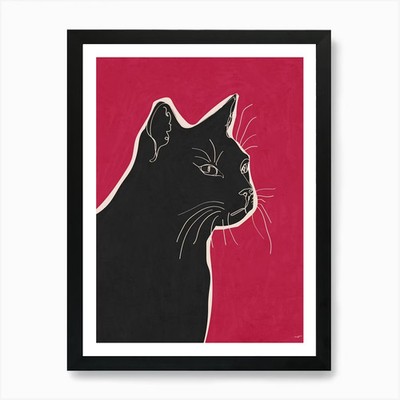 Schwarze Katze Leinwandbild Kunstdruck Fr gerahmt Wandbild Poster Leinwanddruck Bild