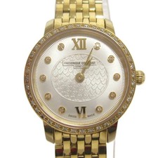 Frederique Constant Slimline Quartz Watch 25mm White Dial Diamond Bezel Men's
