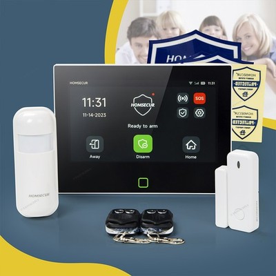 HOMSECUR Wireless WIFI 4G GSM SMS Autodial Home Alarm System Touch Screen
