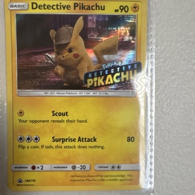 pokemon tcg detective pikachu cards Pokémon Detective Pikachu SM170 Promo Holo 90 HP Basic Pokémon TCG Card