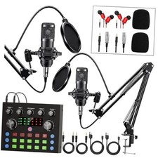 Podcast Equipment Bundle for 2, Audio Interface with Voice Changer Condenser