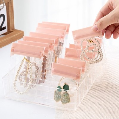 1pc Clear Small Plastic Organizer Box Case Bag with Lid Seal Jewelry bag
