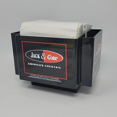Jack Daniels & Coke Americas Cocktail Black Plastic Napkin Holder Bar Napkins