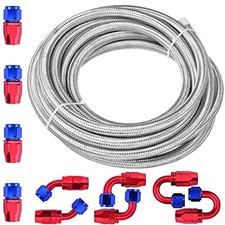 20FT 6AN PTFE Fuel Line Kit 3/8"E85 Oil Gas Fuel Line Stainless Steel 20 FT