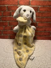 Little Beginnings Plush White Puppy Dog Lovey Security Blanket Yellow Gray Baby