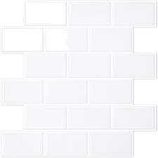 White Peel and Stick Subway Tile, Stick on Backsplash Tiles for Kitchen and Bath