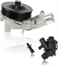 LR097165 Water Pump w/Connector + Thermostat Kit For Jaguar, Range Rover V8 5.0L