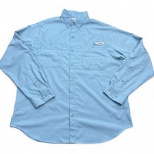 Columbia Omni-Shade PFG Fishing Shirt Mens Size XL Light Blue Button Down Vented