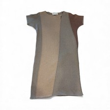 Adrienne Vittadini Sweater Dress Women’s Medium Silk Cotton Color Block Neutral 