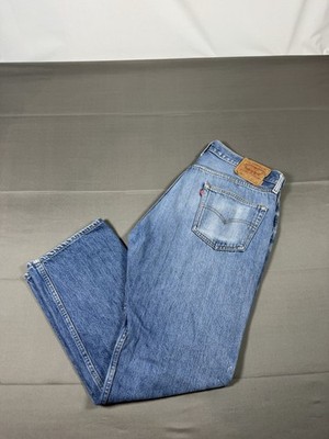 Vintage 90s Levis 501xx Jeans Blue Straight Button Fly Distressed