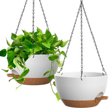 UOUZ 13 Inch 2 Pack Large Self Watering Hanging Planters for Indoor Outdoor Plan