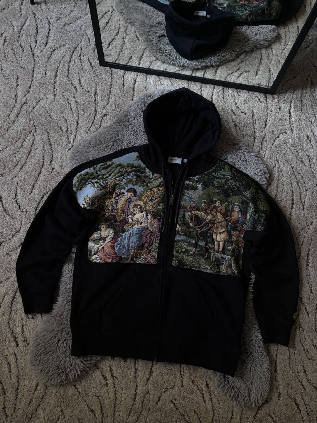 Carhartt WIP Reworked Black Hooded Chase Jacket