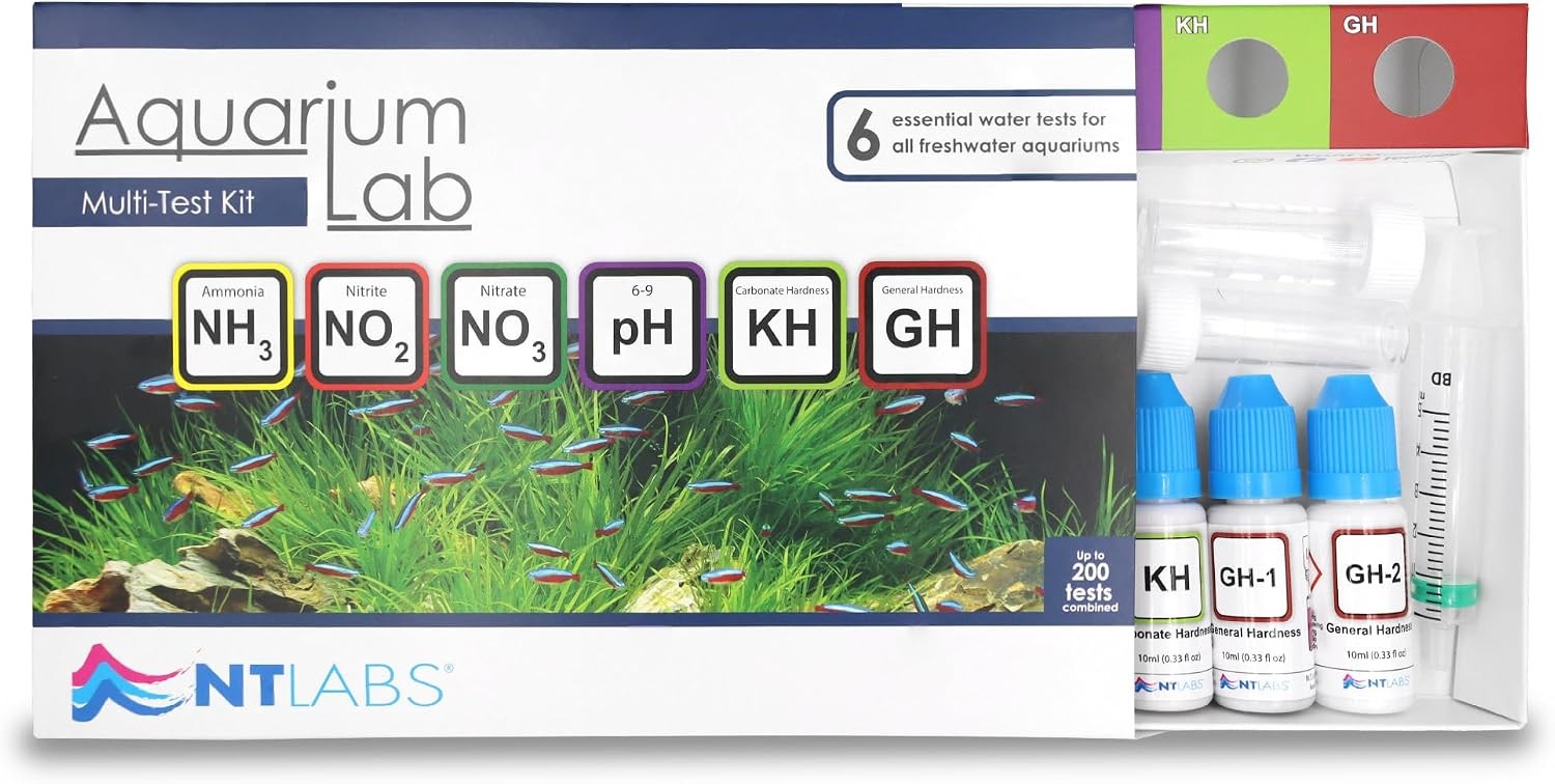 6-in-1 Aquarium Test Kit Liquid Drop Tests Ammonia Nitrite Nitrate pH GH KH