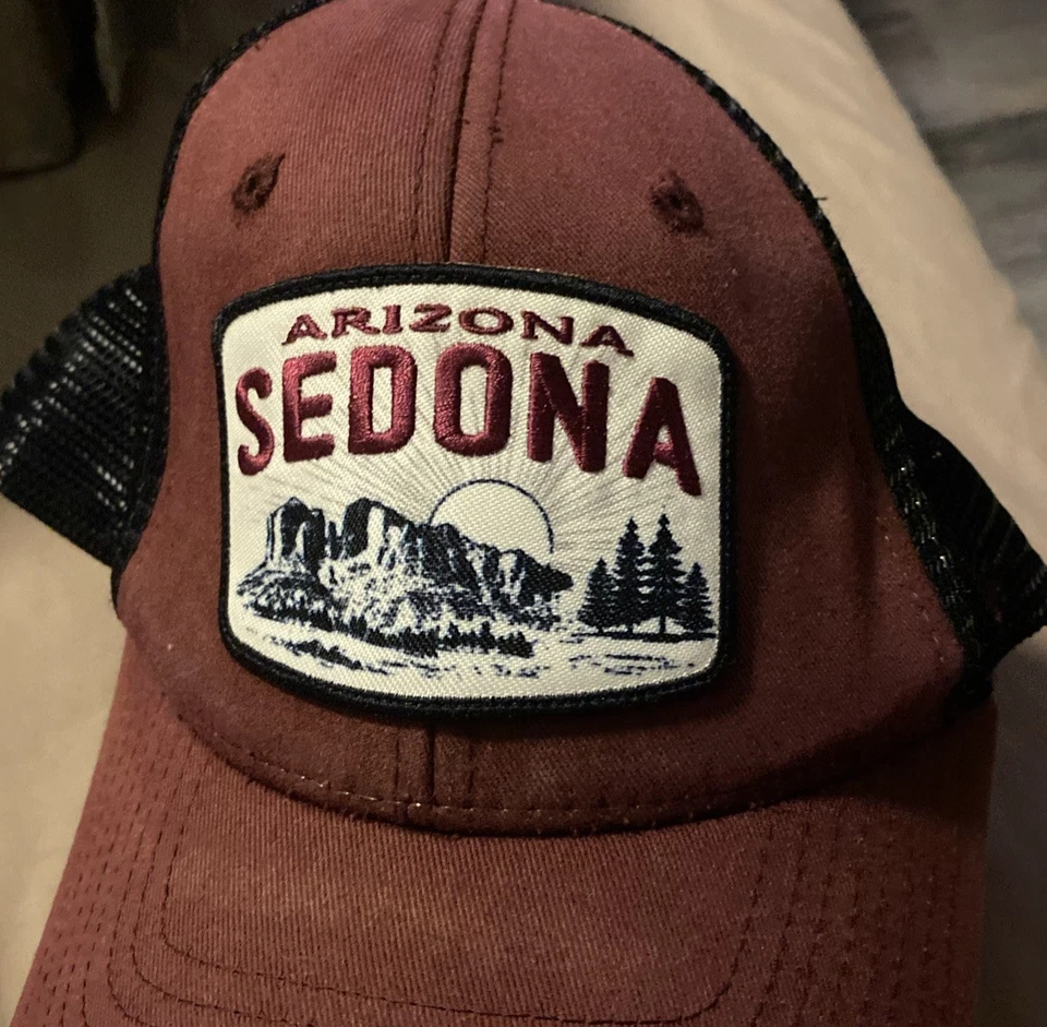 Sedona Arizona Adult OS maroon Embroidered Strapback Souvenir Baseball Hat Cap - Image 4 of 4