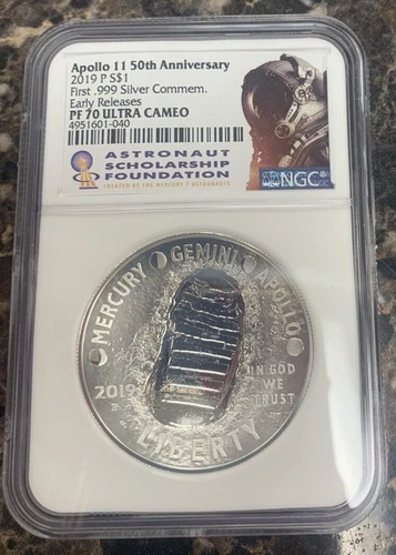 2019 P Proof Apollo 11 50th Anniv Comm Silver Dollar NGC PF 70 UCAM ER ASF Label