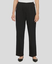  50 Alfred Dunner Women's Black Mid-Rise Regular Fit Straight Leg Pants Size 8