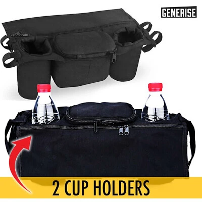 GENERISE Baby Storage Bag Organiser Pushchair Bag Mummy Cup Holder Buggy Stroller Pram