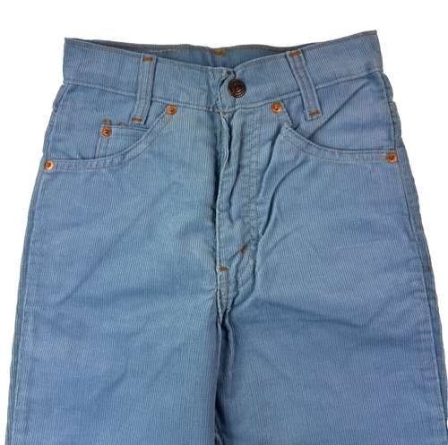 Vintage Levis Orange Tab Juniors Saddleman Slim Boot Jeans Corduroy Blue 11 NOS - Picture 3 of 12
