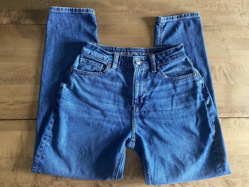 AMERICAN EAGLE High Waist Blue Jeans Medium Wash Sz US 00 Regular EUC Stretch