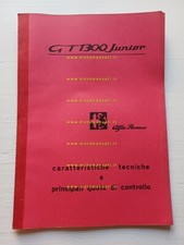 Alfa Romeo GT 1300 Junior 1966 manuale officina caratteristiche tecniche