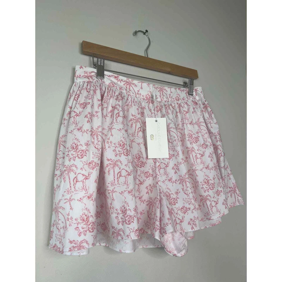Caroline Constas Teagan Casual Shorts White Pink Camel Toile Size: Medium NWT - Image 4 of 4