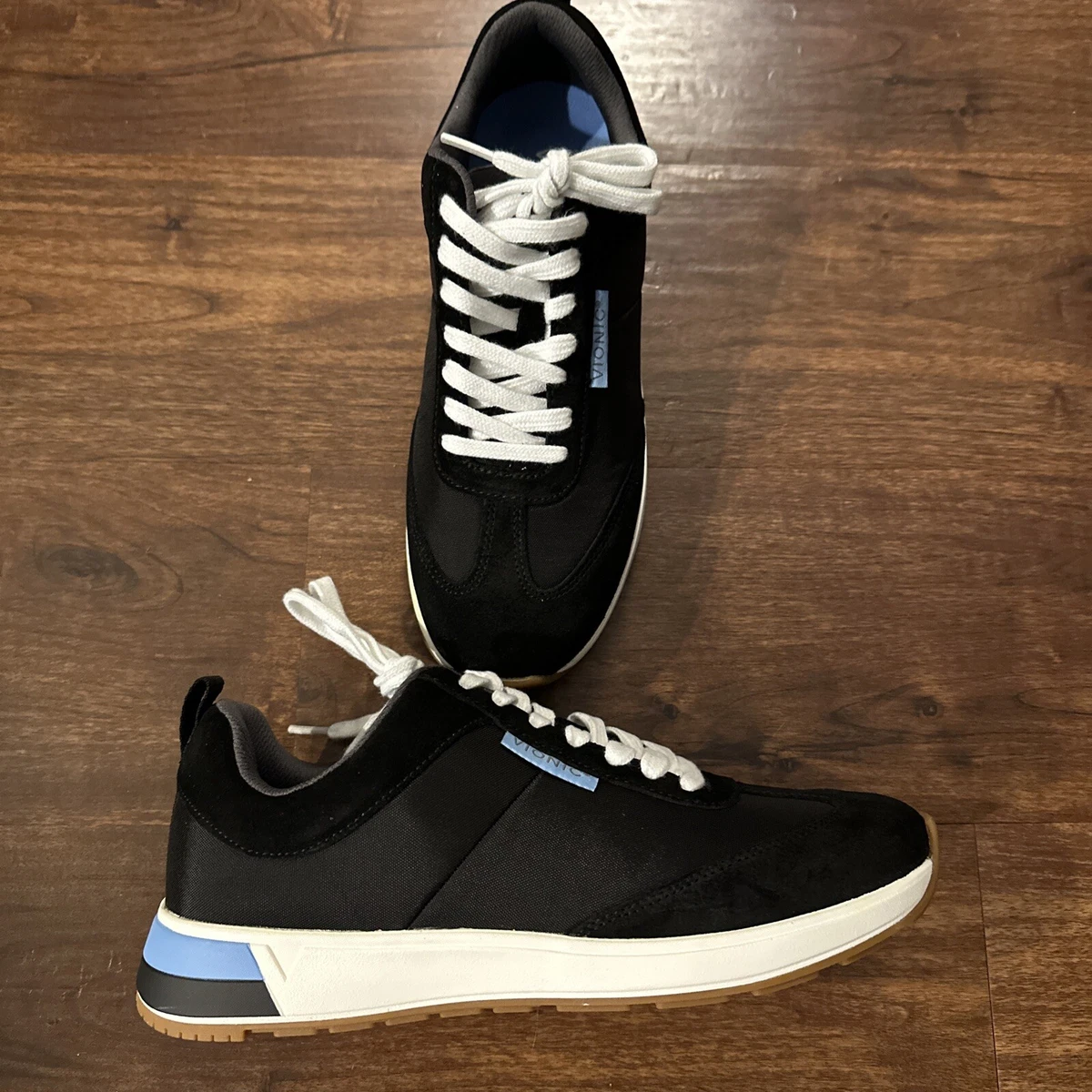 Vionic Womens Tennis Sneakers Shoes Black with Blue Accents Size 9