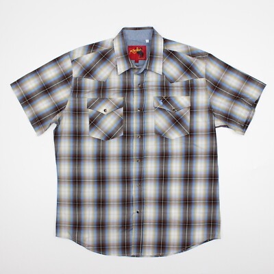 RCCO Rodeo Clothing Men s Western Casual Pearl Snap Plaid Size Large