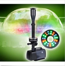 only 220V Fish pond Fountain Pump w/3 Colors LED Lights 2000LPH Submersible Pump