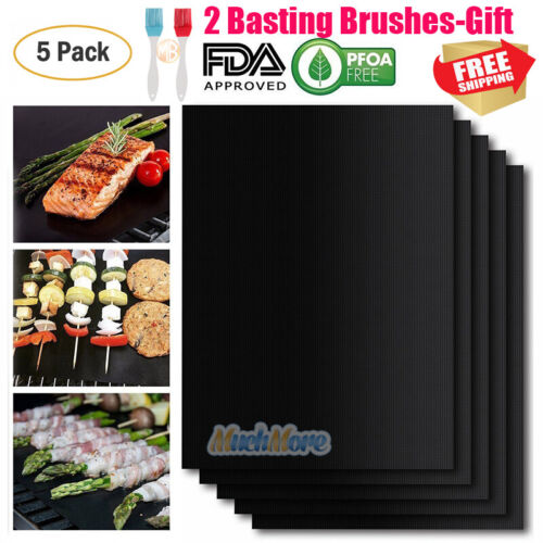 5Pcs Grill Mats BBQ Bake Chef Non Stick Pad Mat Camping Hiking Home Outdoor Tool
