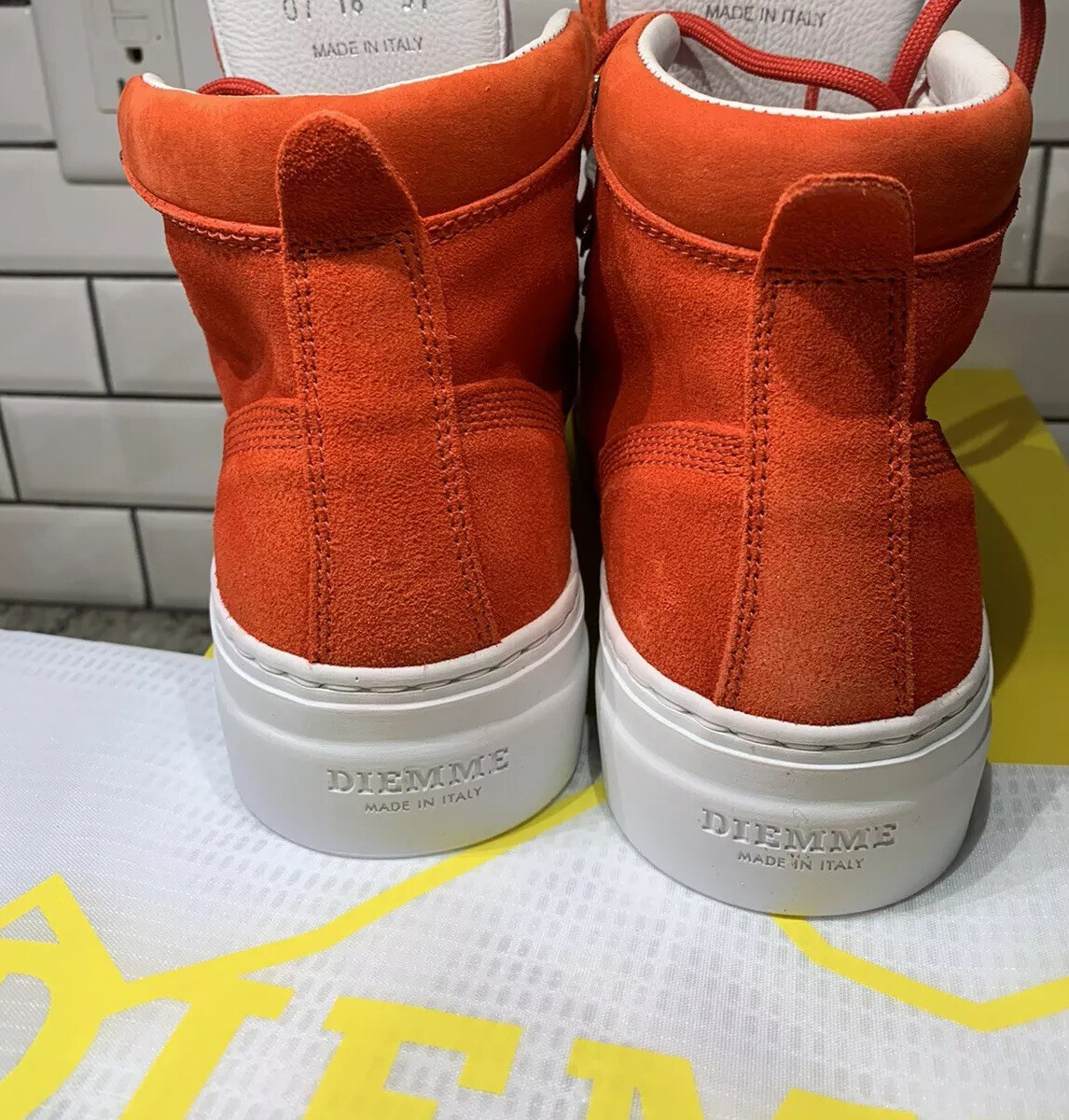 New! $398 Sz 38 Bandier X Diemme Blood Orange Marostica Mid Shoes Sneakers  Italy