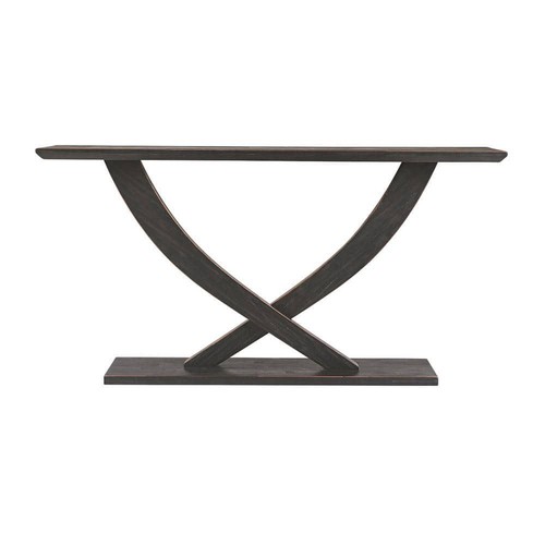 Boraam Console Table 57" x 29.25" x 14.5" Solid Wood Rectangle Black Sandthru