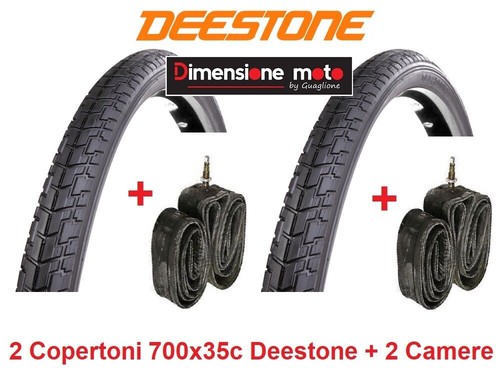 2 Copertoni Deestone 700x35C Neri + 2 Camere d'aria per Bici 28\