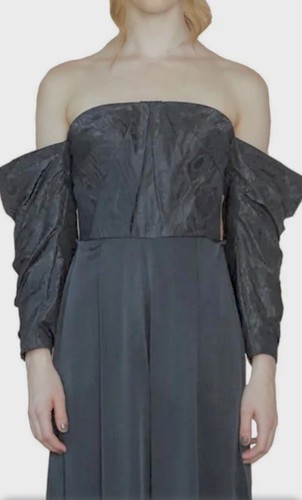 Flor Et Al Wide Leg Jumpsuit Off Shoulder Taffeta Party Formal Black 4 NWT $695 - Picture 3 of 16