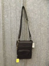 NEW Handcrafted Black Genuine Leather Multi Pocket Crossbody Purse w/ Organizer