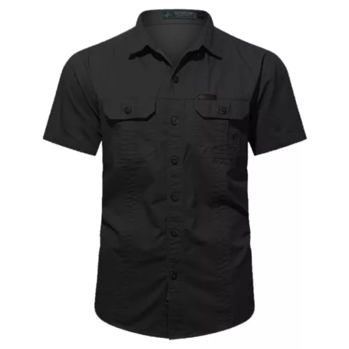 Hombres Camisas de Verano Camisas de Manga Corta Informales Camisa de Playa con Botones con Bolsillo - Imagen 6 de 54