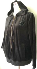 **L** Chaps Ralph Lauren hoodie black velour Cotton bomber Jacket Dress Coat Top