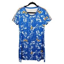 Adidas Farm Rio Womens Dress Mini Butterfly Print Blue Short Sleeves Size Large