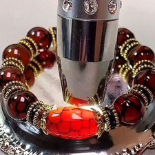 Tibetan Dzi Bead Bracelet Three Eye Nine Eye Agate Carnelian Prayer Jewelry