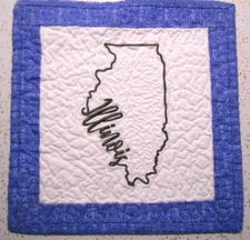 State of ILLINOIS Hotpads/Potholders Handmade Quilted Embroidered 8.5" SQ