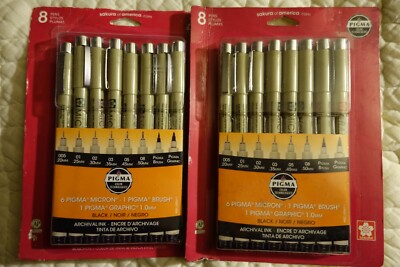 Sakura Pigma Micron Pens 8 black  , 2 sets