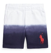 Polo Ralph Lauren Boys, Big Kids Terry Tie Dye Big Pony Shorts White Size 5 New