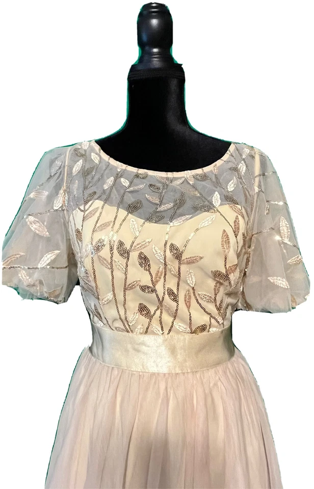 Vestidos de noche para mujer talla grande bordados con manga corta. Excelente forma Foto 2 de 4