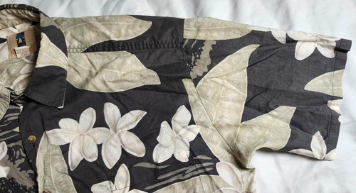 Kahala Hawaiian Islands Men's Shirt Gray Floral 100%Cotton Short Sleeve Size L - Picture 7 of 16
