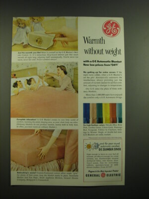 1955 General Electric Automatic Blanket Ad - Warmth without weight