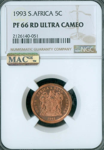 1993 SOUTH AFRICA 5 CENTS NGC PF66 UCam MAC SPOTLESS *