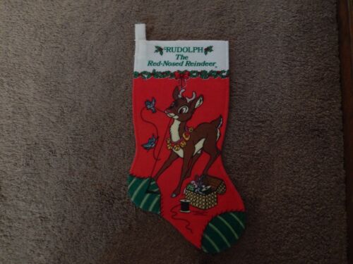 Vintage Rudolph the Red Nosed Reindeer Felt Stocking Robert L. May Co. NICE! - Picture 1 of 8