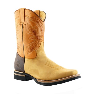 Grinders EL PASO Hellbraun Leder Stiefel ohne Bügel Wadenlang Cowboy Stiefel