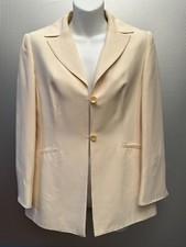 Talbots Two-Button Blazer Jacket, Ivory, Pure Silk, Women's Petite Size 2
